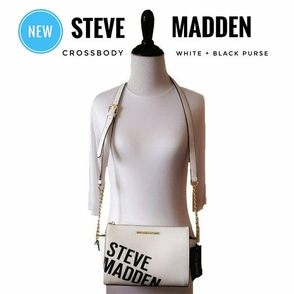 Steve Madden Handbags - ※NEW※ STEVE MADDEN WHITE + BLACK CROSS-BODY PURSE